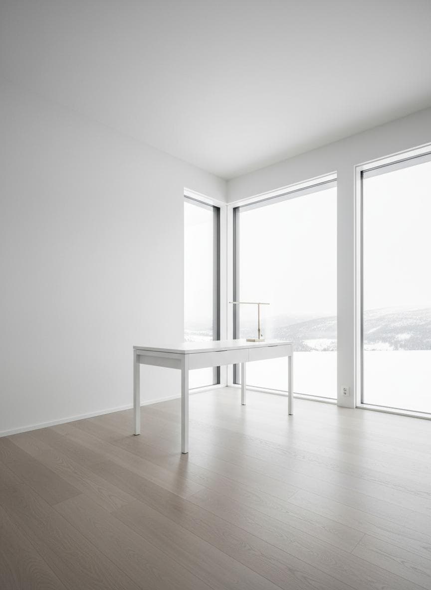 Lyst nordisk rom klart etter profesjonell rengjoring.